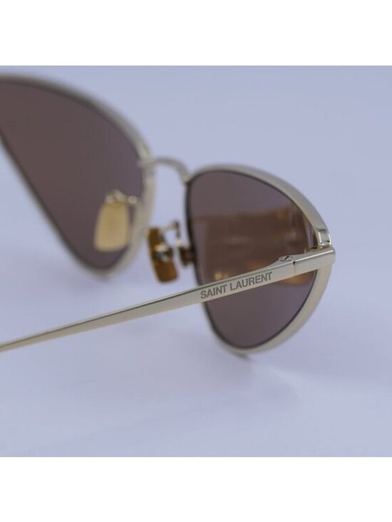 Saint Laurent SL487 003 Sunglasses Gold Cat Eye Frame, Brown Lenses main image 6